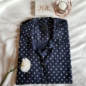 J.Crew Polka Dot Blue & Silver Shirt